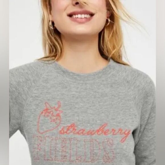 Free people | Gray Women's crew neck sweatshirt with Strawberry fields | small - Picture 1 of 9